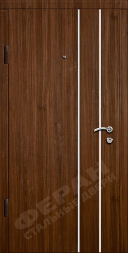 Входная дверь Стандарт 90 960x2050 Правая, Снаружи: Алюминий Вертикаль Орех альпийский, Внутри: Алюминий Вертикаль Орех альпийский